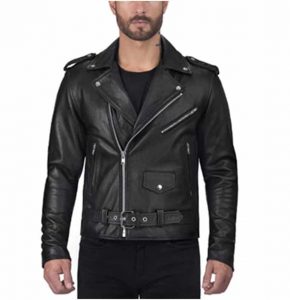 Black Leather Motorcycle Jacket for Men